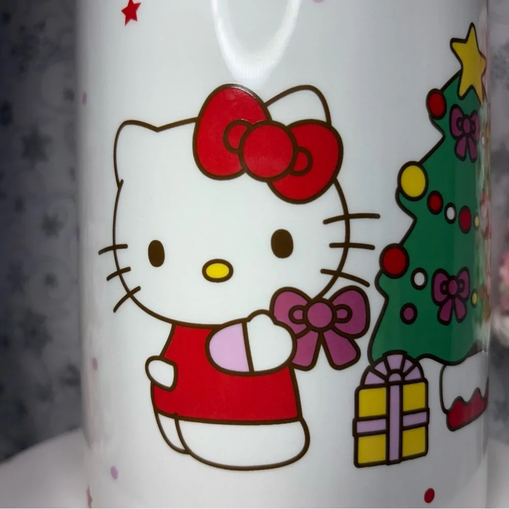 Sanrio Christmas Hello Kitty Wreath Snowflake Canister Cookie Jar w/Bow Topper - Picture 11 of 12